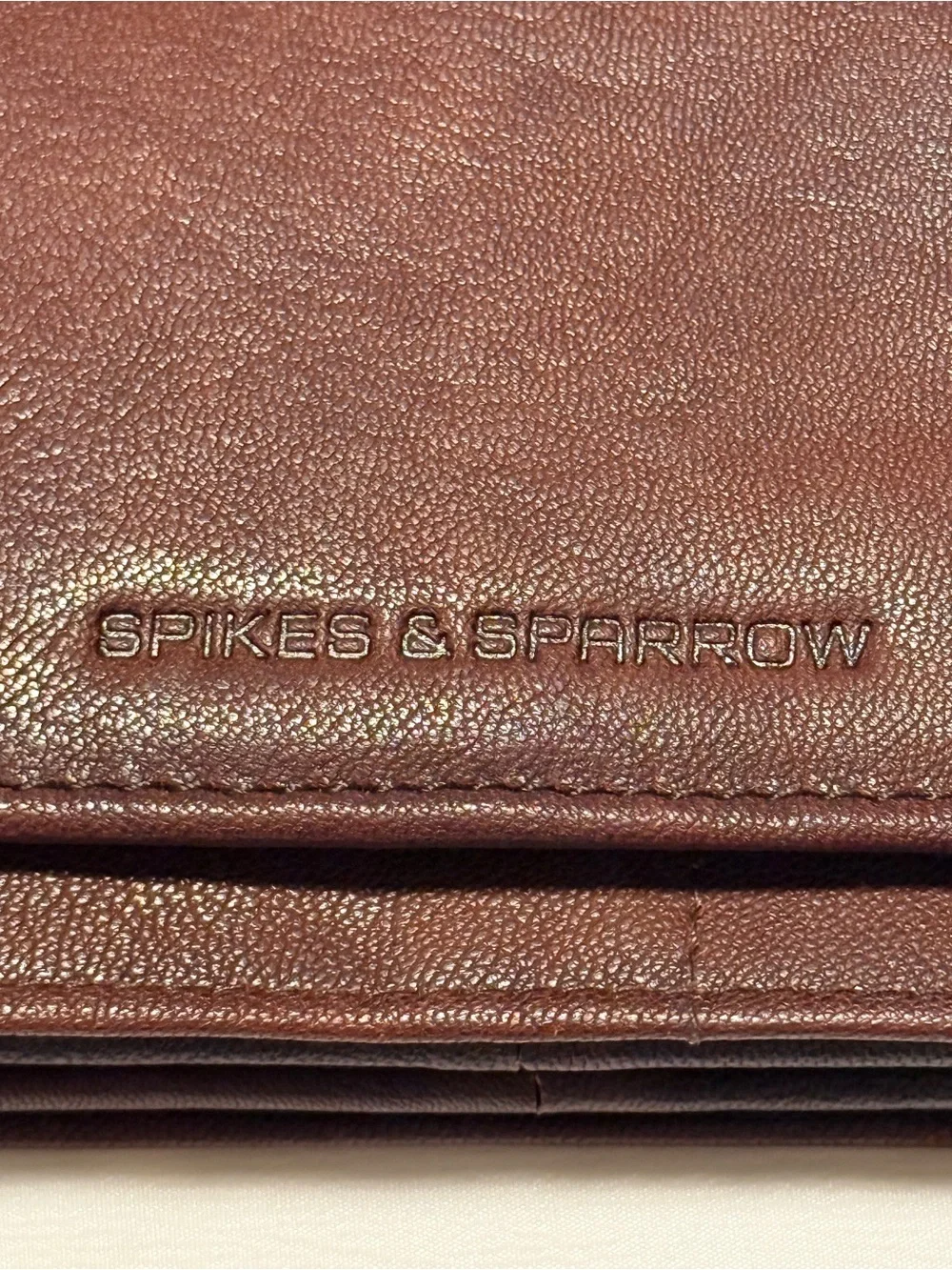 Spikes & Sparrow Genuine Leather Brown Foldover Wallet Clutch Wristlet
